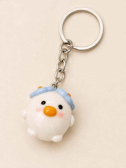 Duck Keychain, Kawaii Polymer Clay Duck Charm, Flower Duck Bag Charm, Backpack Accessory, Cute Gift