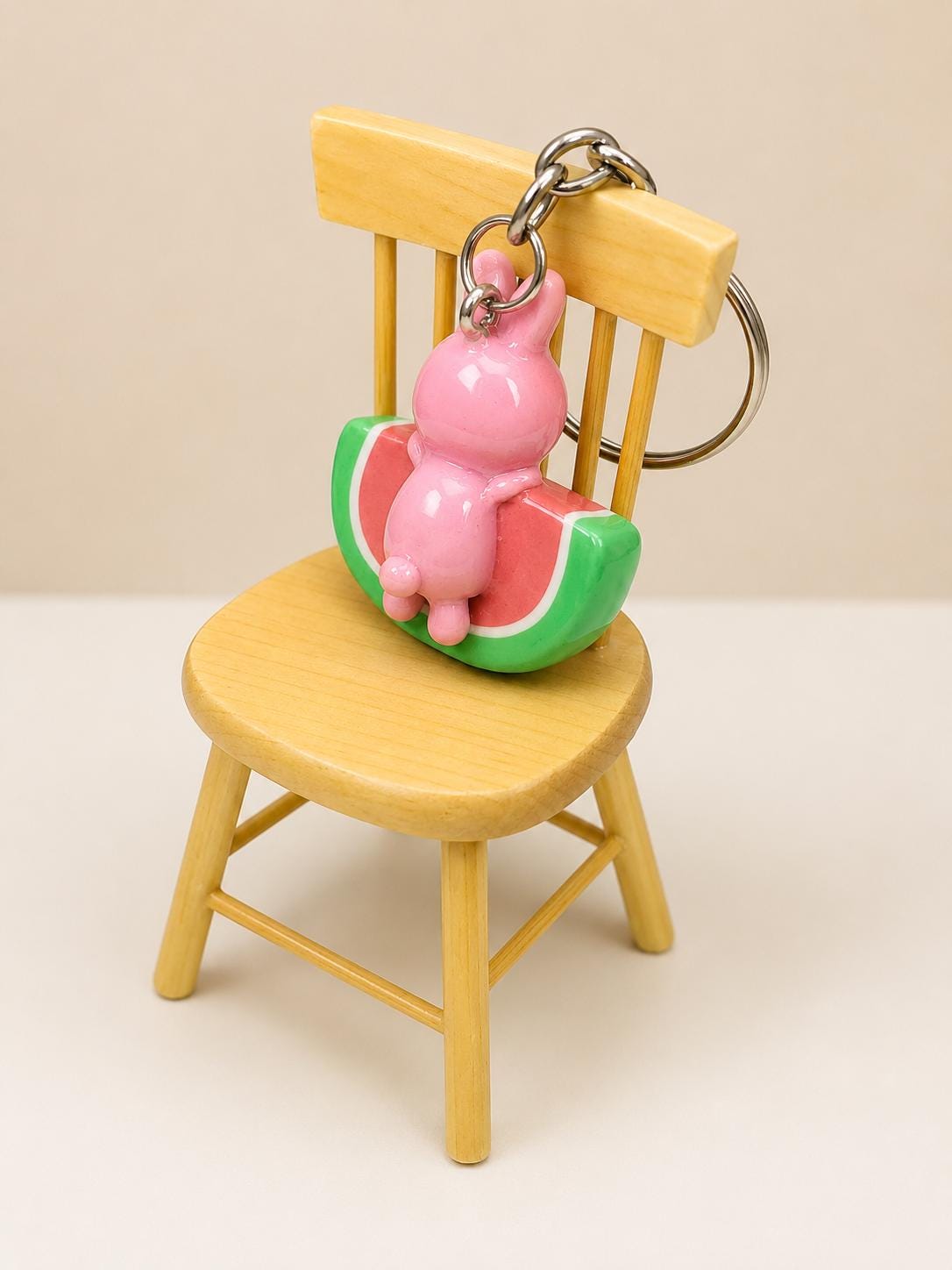 Bunny Keychain, Kawaii Polymer Clay Rabbit Charm, Cute Fruit Bag Charm,