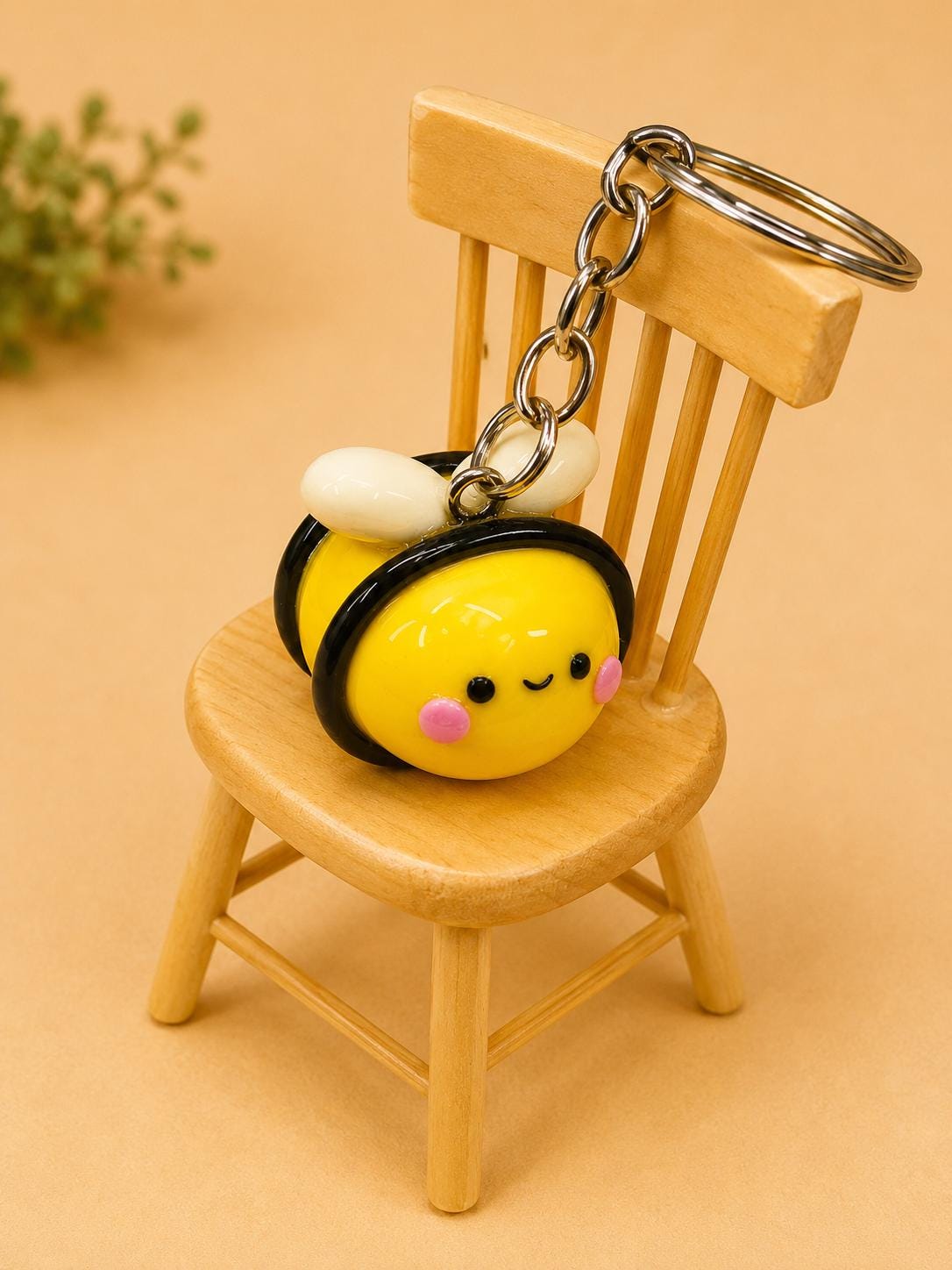 Bumble Bee Keychain, Kawaii Polymer Clay Bee Charm, Cute Bag Charm, Backpack