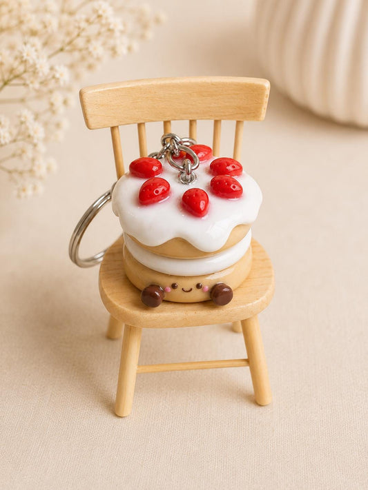 Handmade Polymer Clay Cake Charm, Keychain, Necklace, Fridge Magnet (4 cm)