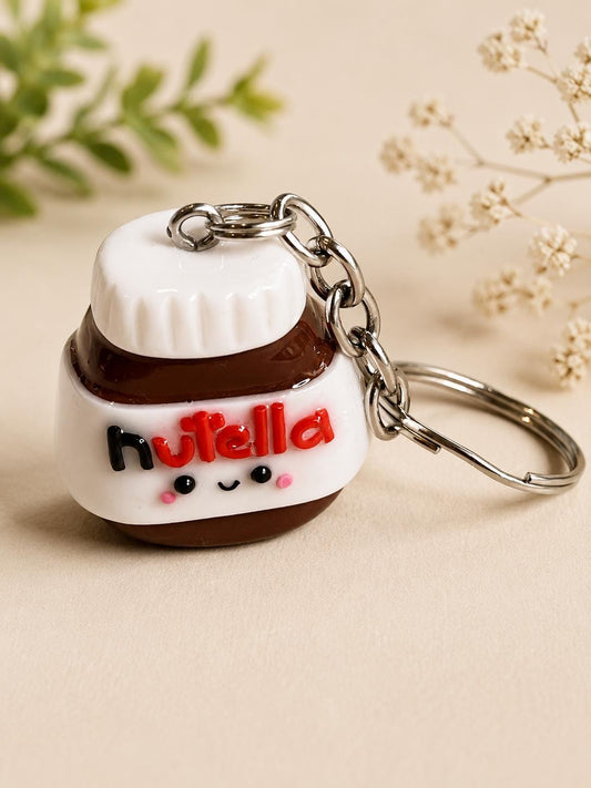 Nutella Jar Charm, Handmade Polymer Clay Keychain