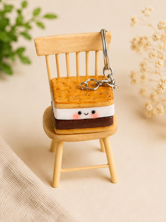 S'mores Charm, Handmade Polymer Clay Keychain
