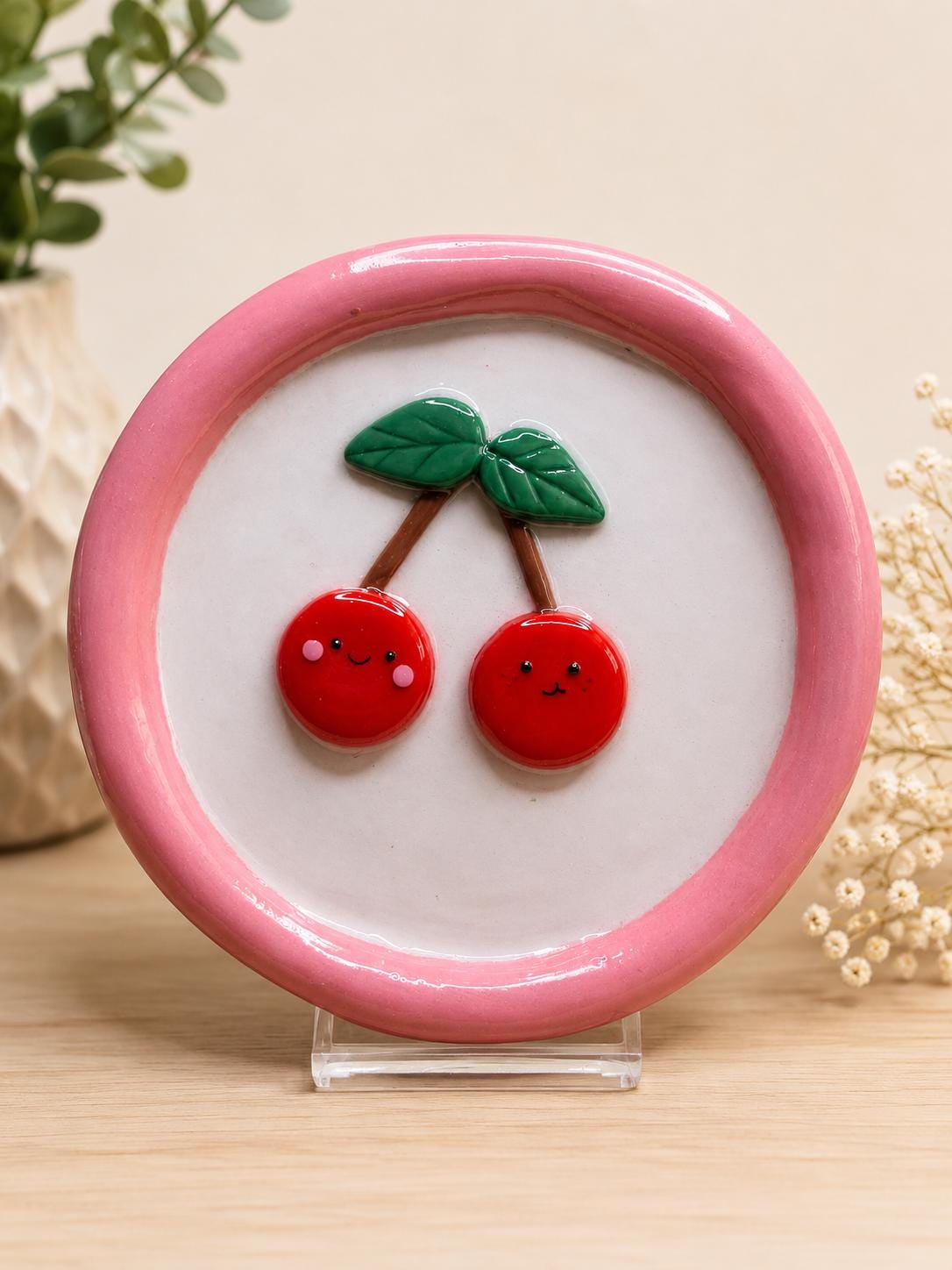 Cherry Trinket Dish – Handmade Polymer Clay Jewelry Tray