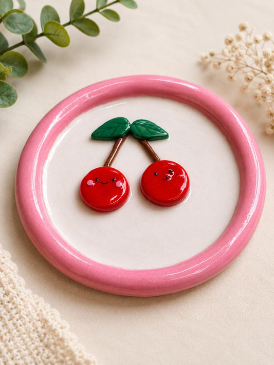 Cherry Trinket Dish – Handmade Polymer Clay Jewelry Tray