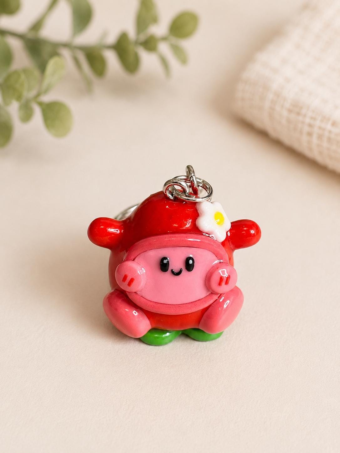 Kawaii Character Charm, Handmade Polymer Clay Keychain