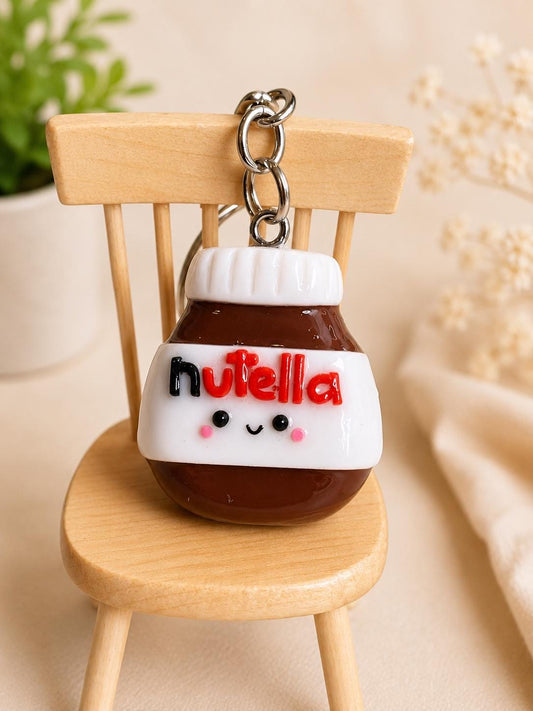 Nutella Jar Charm, Handmade Polymer Clay Keychain