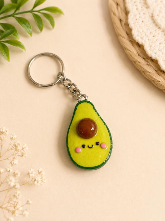 Avocado Polymer Clay Keychain | Kawaii Avocado Charm