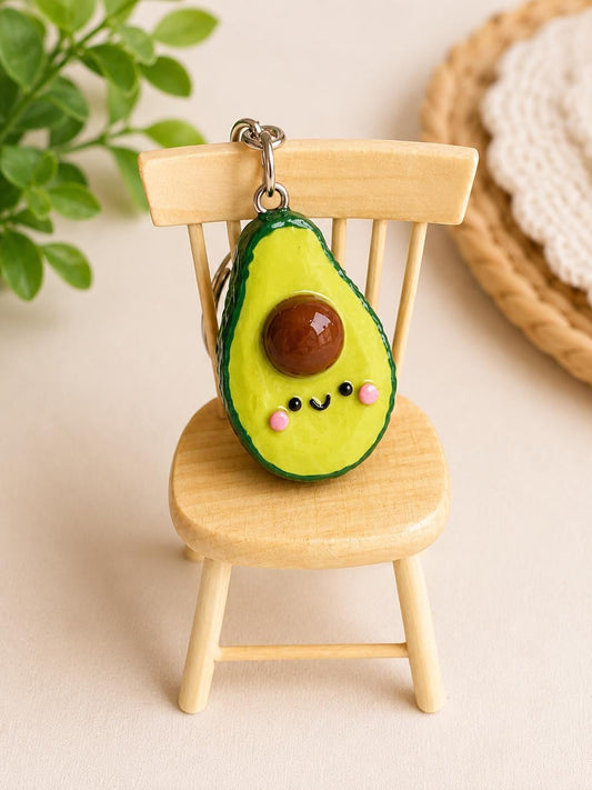 Avocado Polymer Clay Keychain | Kawaii Avocado Charm