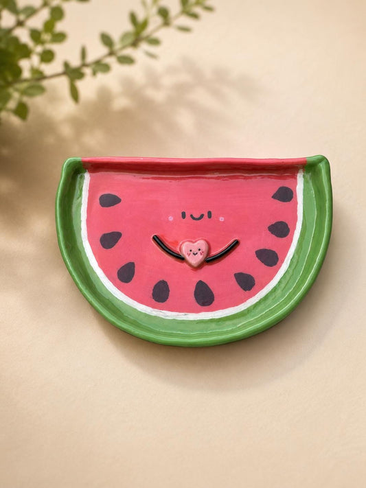 Watermelon Trinket Dish, Cute Kawaii Jewellery Tray, Ring Dish, Handmade