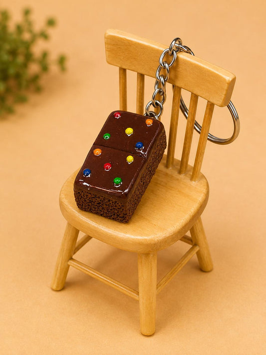 Chocolate Cake Keychain, Kawaii Polymer Clay Cake Charm, Cute Food Keyring, Bag Charm