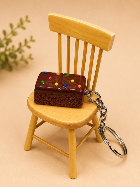 Chocolate Cake Keychain, Kawaii Polymer Clay Cake Charm, Cute Food Keyring, Bag Charm