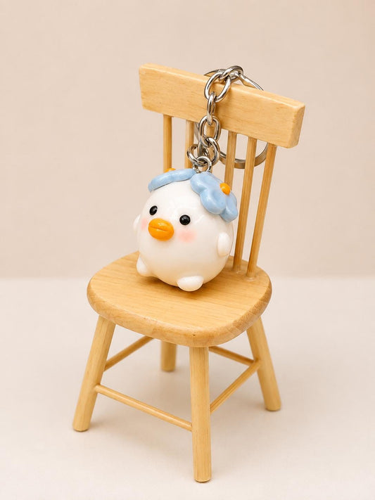 Duck Keychain, Kawaii Polymer Clay Duck Charm, Flower Duck Bag Charm, Backpack Accessory, Cute Gift