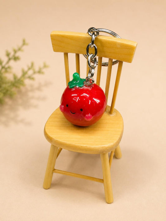 Tomato Keychain, Kawaii Veggie Bag Charm – handmade polymer clay gift by Lemonty Clay
