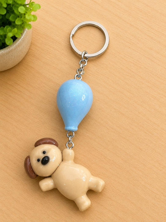 Puppy Balloon Keychain, Cute Polymer Clay Dog Charm, Kawaii Bag Charm, Dog Lover Gift