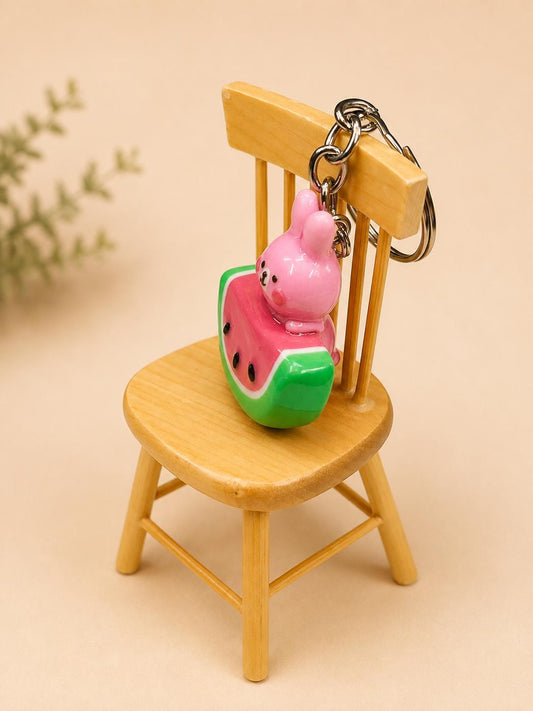 Bunny Keychain, Kawaii Polymer Clay Rabbit Charm, Cute Fruit Bag Charm,