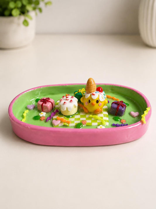 Chick Trinket Dish,  Polymer Clay Decor, Ring Dish, Cute Gift